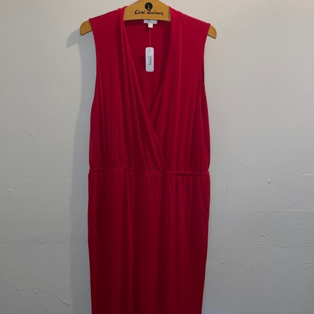 Woman's Jumpsuit Red Sleeveless‎ Deep V-Neck Size XL New Festival Summer